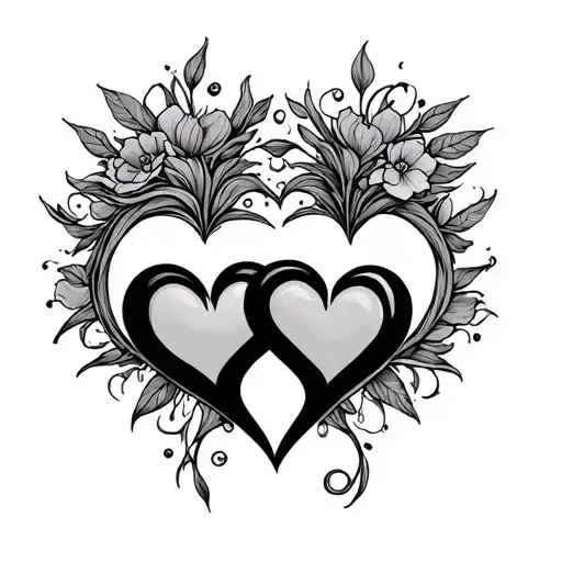 two hearts, venus symbol, lesbian, fine line tattoo tattoo design idea