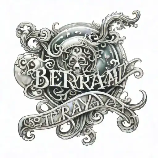 Bubble letters of the phrase ' betrayal  tattoo design idea