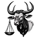 libra scales and pretty taurus bull tattoo design idea