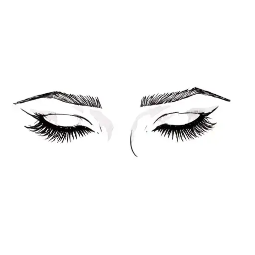a woman's eyelashes tattoo design idea
