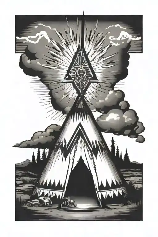 teepee, wild west tattoo design idea