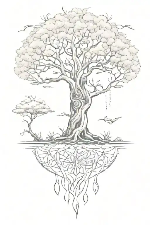 tree of life back with roots representing all that is divine tattoo African inspired fluidity  tattoo design idea