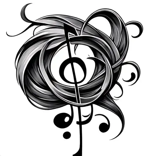 Clarinet treble clef intertwined tattoo design idea