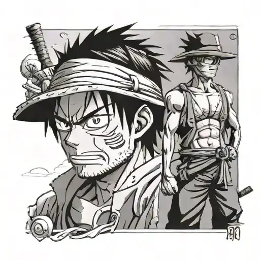 monkey d luffy and Zoro one piece tattoo design idea