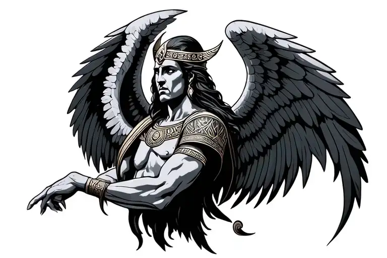 Osiris with wings tattoo design idea