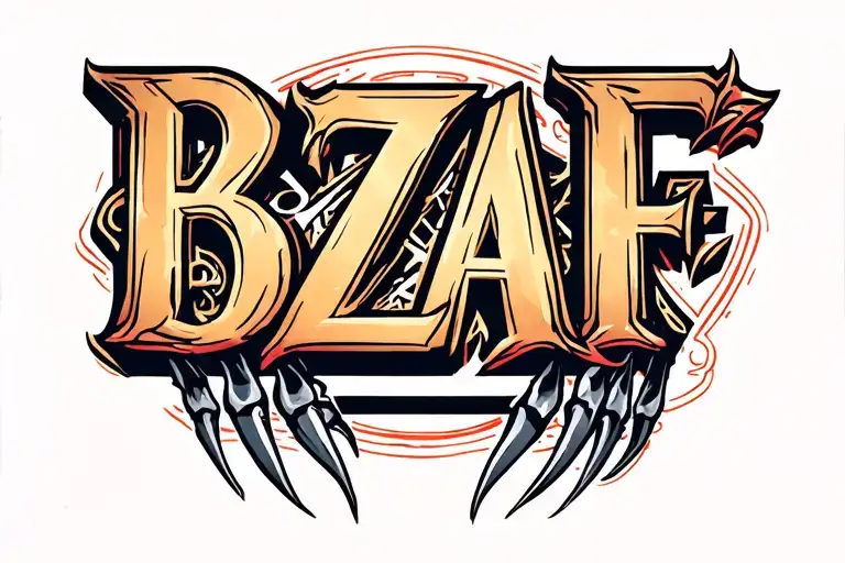 bar claw marks with letters BZAF tattoo design idea