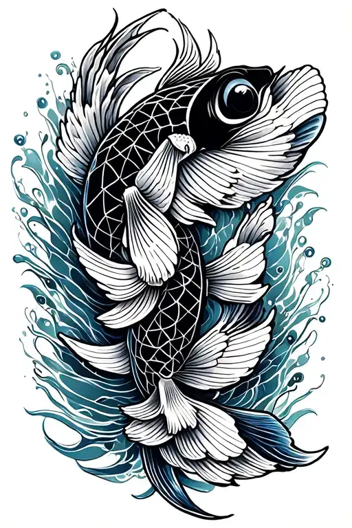 koi fish transforming tattoo design idea