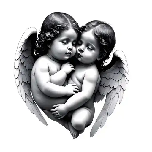 2 Baby Angels tattoo design idea