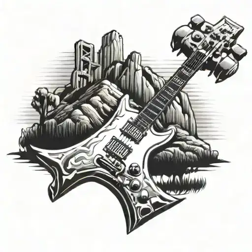 Rock N Roller Hollywood Sign tattoo design idea