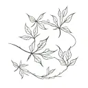 leafs transforming into snowflakes in the wind tattoo design idea