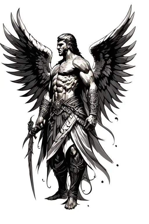 archangel warrior spartan tattoo design idea