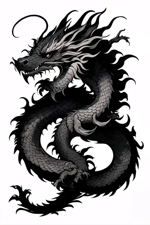 Tattoo sketch for left arm and left chest. Japanese dragon body wrapping around the left upper arm and shoulder, with a  tattoo design idea