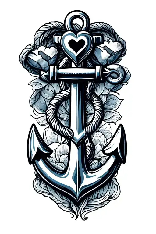 anchor hearts tattoo design idea