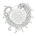 helm of awe with world serpent coiled tattoo design idea