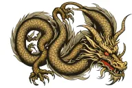 Japanese Dragon With Long realistic Body, normal eyes Black And Grey Tattoo hd quality tattoo design idea