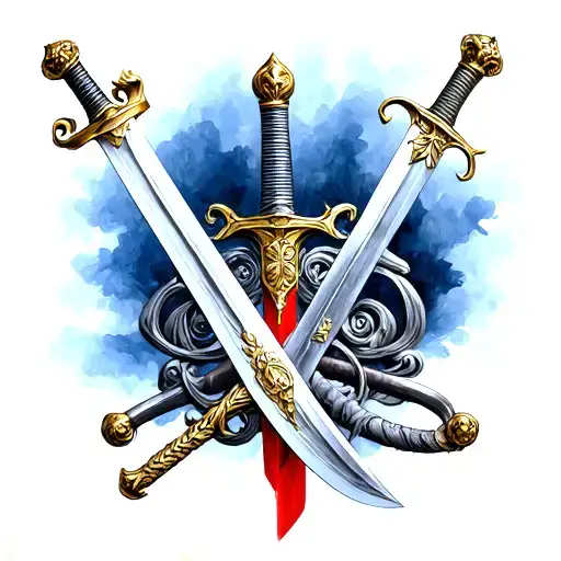 a German Long sword and a french rapier. parallel tattoo design idea