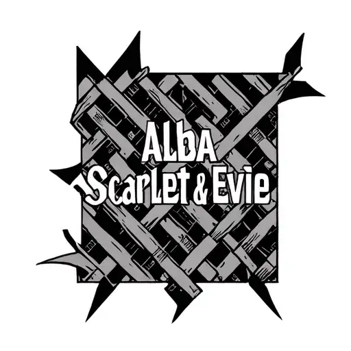 Geometric pattern with the words Alba, Scarlett and Evie weaved into the pattern tattoo design idea