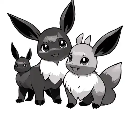 eevee and evolutions tattoo design idea