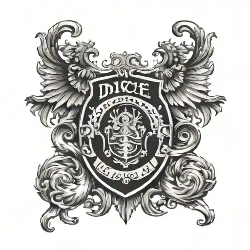 the duncan clan crest with the phrase Disce Patis tattoo design idea