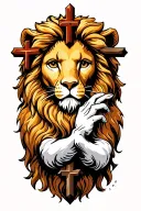 lion the lamb with crosses and the hand of Jesus Christ tattoo design idea