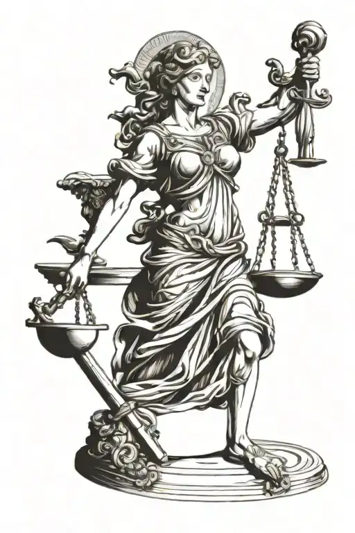 lady justice tattoo design idea