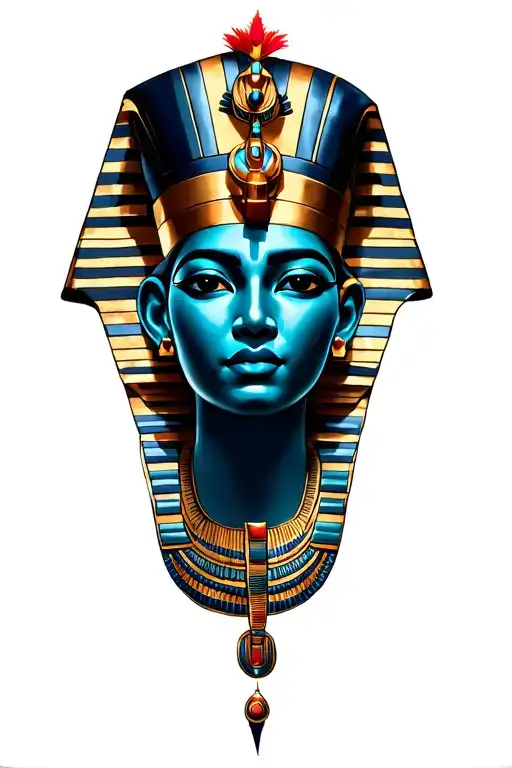 Egyptian pharaoh Tut and Queen Nefertiti power fame unity strength tattoo design idea