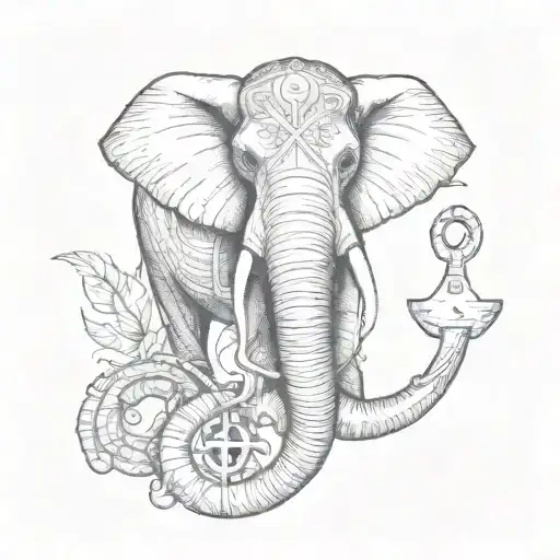 elephant and an anchor tattoo design idea