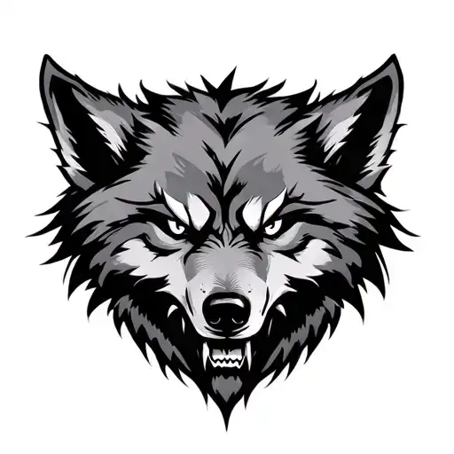 Evil wolf head tattoo design idea