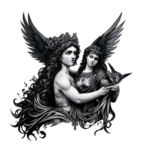 Apollo And Artemis tattoo design idea