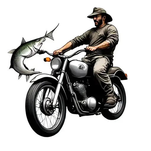 fisher man riding tattoo design idea
