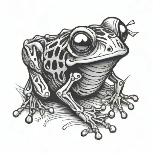 cartoon frog skeleton tattoo design idea