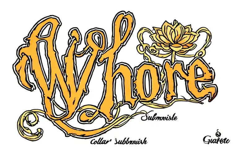 "Anal Whore"  "collar" "leash" "submissive" tattoo design idea