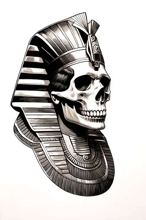 Skull Egyptian Pharaoh tattoo design idea