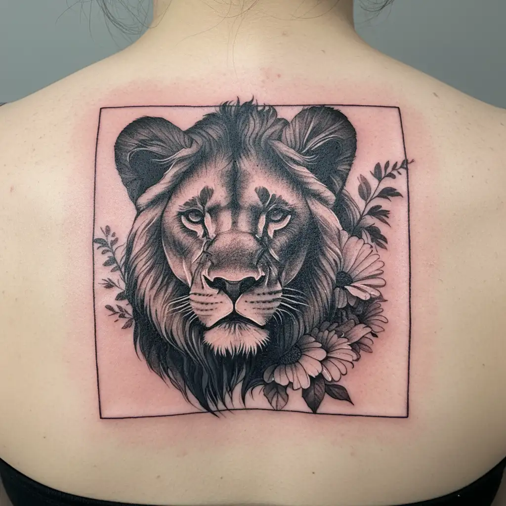 lioness, gerbera, sketch tattoo design tattoo design idea