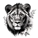 lioness, gerbera, sketch tattoo design tattoo design idea