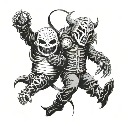 A tattoo representing the duality of life inspired by Slipknot's concept using berserk elements, for a history tattoo design idea