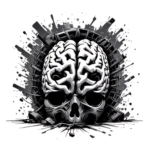 brain and spinal injury car crash tattoo design idea