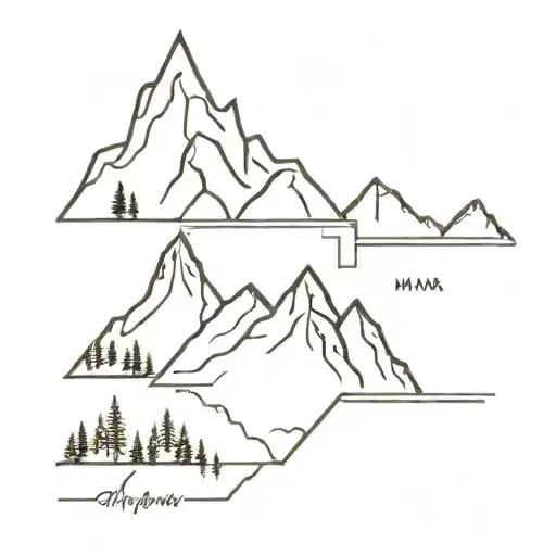 mountains letters MAMMA tattoo design idea