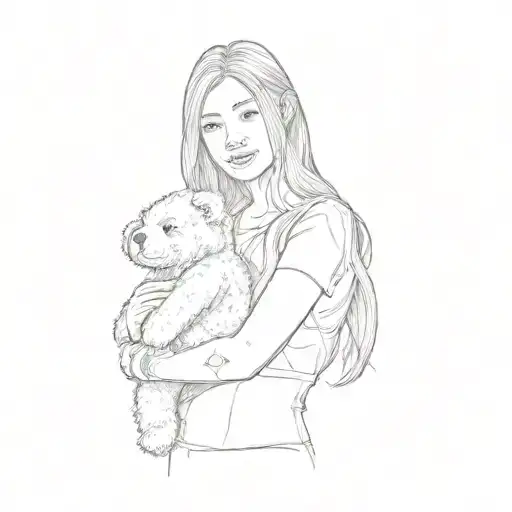 a woman holding a teddy bear tattoo design idea