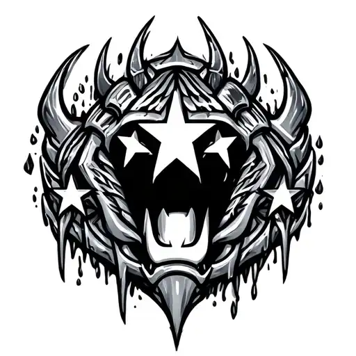  tiger claw marks, melted silver stars around claw marks aztec drawing with a lowrider vibe tattoo design idea