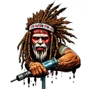 "Indigenous Plumbing " dreadlock painted face Native American plumber using drill tattoo design idea