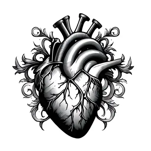 heart motor with twin engine with vine tattoo design idea