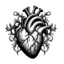 heart motor with twin engine with vine tattoo design idea