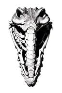 alligator head and back skeleton tattoo design idea
