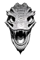 alligator head and back skeleton tattoo design idea