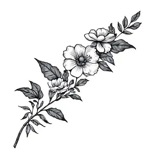 flores e folhas tattoo design idea