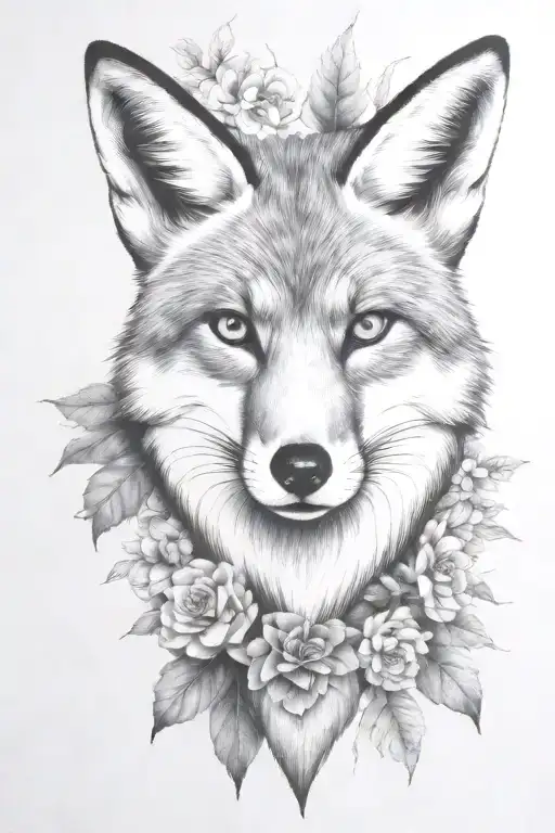 fox head tattoo design idea