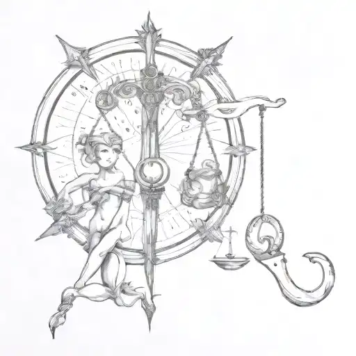 Libra and Sagittarius zodiac signs get your toys together tattoo design idea