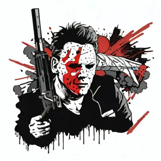 Michael Myers wielding his weapon tattoo design idea
