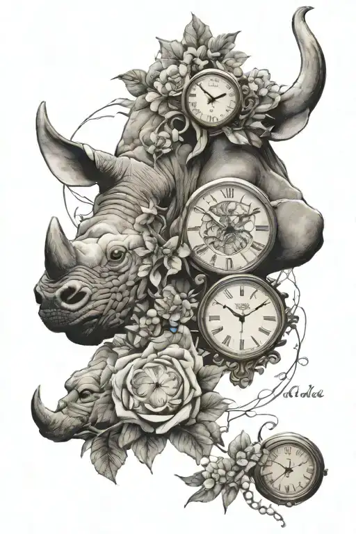 Honeycomb pattern Bull Rhino Sexy woman Money Clock  Thomas Trees Mountains Flowers  tattoo design idea